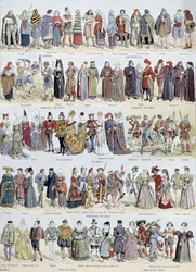 Bildliche Geschichte der Kleidung im alten Gallien und in Frankreich bis zum Beginn des 17. Jahrhunderts, veröffentlicht von Larousse, 1929